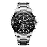 Alexandre Christie AC 6141 MC Silver Dial Black Chronograph Stainless Steel Strap